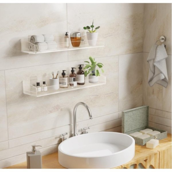 TTT 2'li Şık ve Minimalist Tasarımlı Şeffaf Duvar Rafı