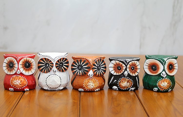 TTT Ahşap 5'li Baykuş Seti Model 3