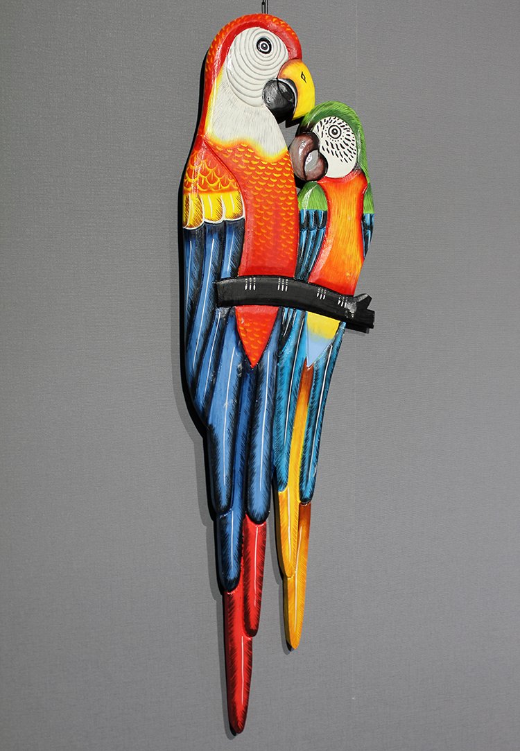 TTT Ahşap Duvara Asmalı 2'li Papağan Model 2