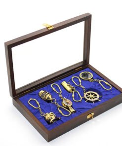 TTT Ahşap Kutulu Pirinç 6'lı Anahtarlık Seti