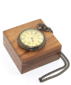 TTT Ahşap Kutulu Pirinç Köstekli Saat Model 2