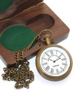 TTT Ahşap Kutulu Pirinç Köstekli Saat Model 4