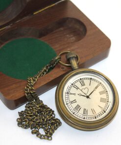 TTT Ahşap Kutulu Pirinç Köstekli Saat Model 5