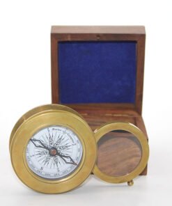 TTT Ahşap Kutulu Pirinç Mercekli Pusula Model 1