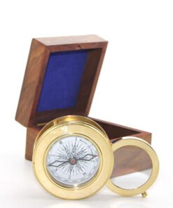 TTT Ahşap Kutulu Pirinç Mercekli Pusula Model 2