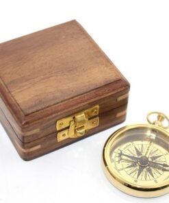 TTT Ahşap Kutulu Pirinç Pusula Model 3
