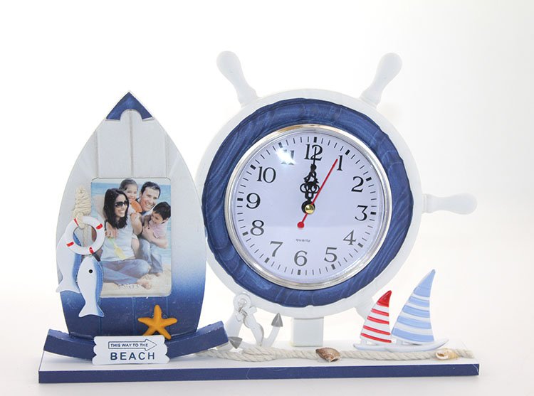 TTT Ahşap Marin Dümenli Çerçeveli Saat Model 1