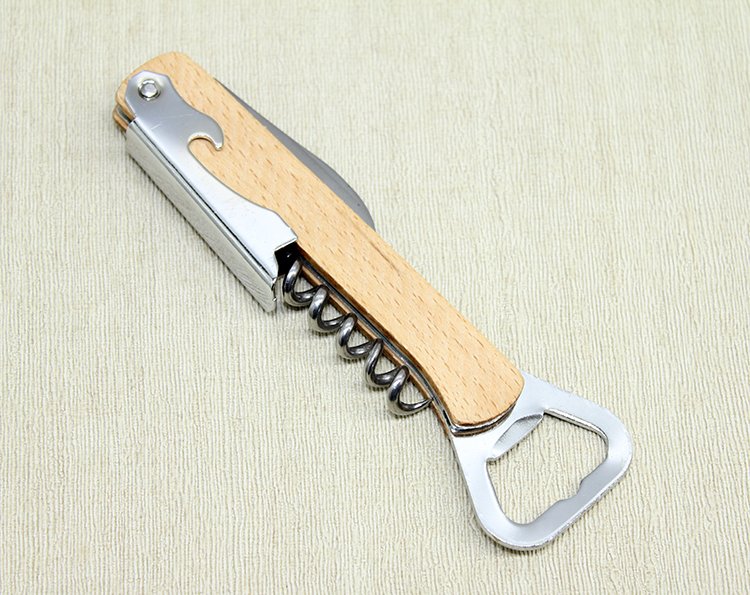 TTT Ahşap Paslanmaz Çelik Tirbuşon Açacak