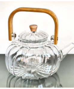 TTT Ahşap Saplı Cam Çizgili Demlik