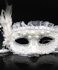 TTT Beyaz İnci Taşlı Parti Maskesi