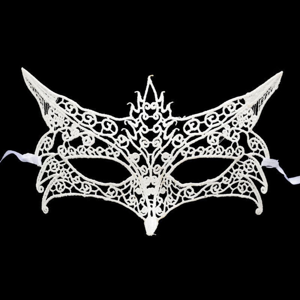 TTT Beyaz Renk Dantel Kesim Balo Maskesi 7 No