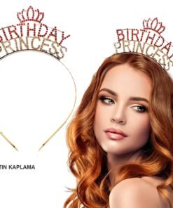 TTT Birthday Princess Kristal Taç – Altın Kaplama