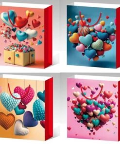 TTT Büyük Boy Kalp Desenli Karton Çanta