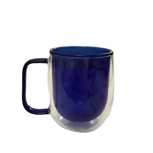 TTT Çift Cidarlı Cam Kupa Lacivert Renk