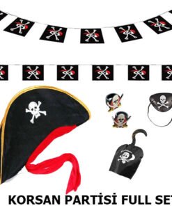 TTT Çocuk Korsan Şapkası + Kancası + Göz Bandı + 2 Adet Yüzük + Afiş Seti