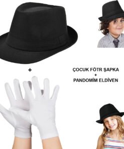 TTT Çocuk Sahne Performans Seti – Gösteri Fötr Şapka ve Eldiven