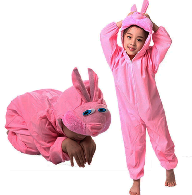TTT Çocuk Tavşan Kostümü Pembe Renk 4-5 Yaş