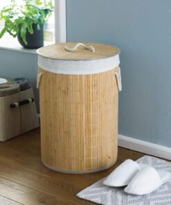 TTT DecoHandy Yuvarlak Bambu Kirli Sepeti