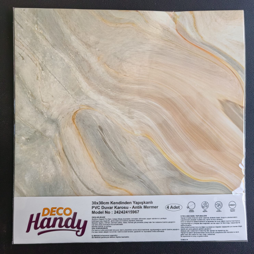 TTT Decohandy 30x30 Cm Pvc Duvar Karosu 4'Lü Paket - Antik Mermer