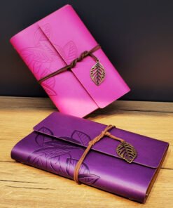 TTT Deri Yaprak Desenli Çizgisiz Defter