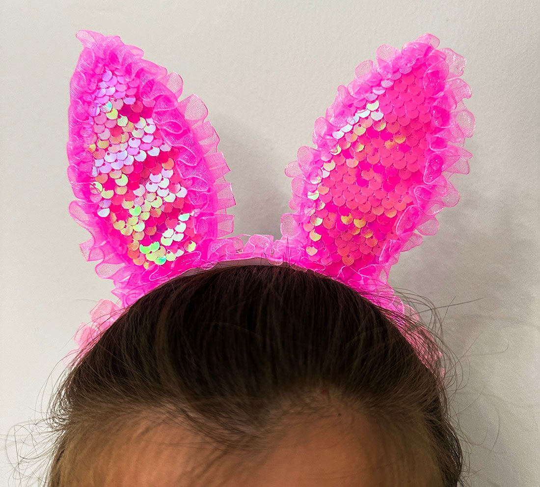 TTT Fuşya Dantelli Işıklı Tavşan Kulak Taç