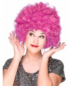 TTT Fuşya Renk Kıvırcık Afro Bonus Peruk Saç Parti Peruğu