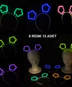 TTT Glow Stick Karanlıkta Yanan Fosforlu Yıldız Taç 12 Adet