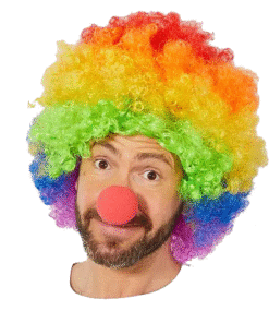 TTT Gökkuşağı Afro Peruk ve Kırmızı Sünger Burun