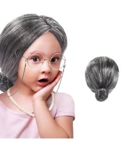 TTT Gri Yaşlı Peruğu çocuk yetişkin uyumlu