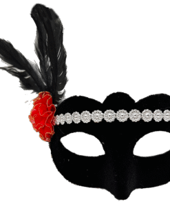 TTT Gümüş Dantelli Kırmızı Gül Tasarımlı Parti Maskesi