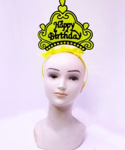 TTT Happy Birthday Neon Sarı Taç