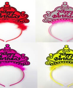 TTT Happy Birthday Yazılı Neon Renk Taç 12 Adet