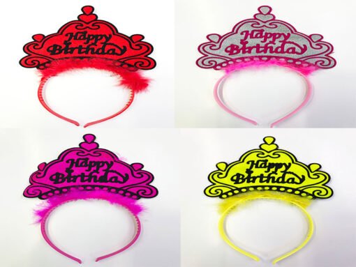 TTT Happy Birthday Yazılı Neon Renk Taç 12 Adet