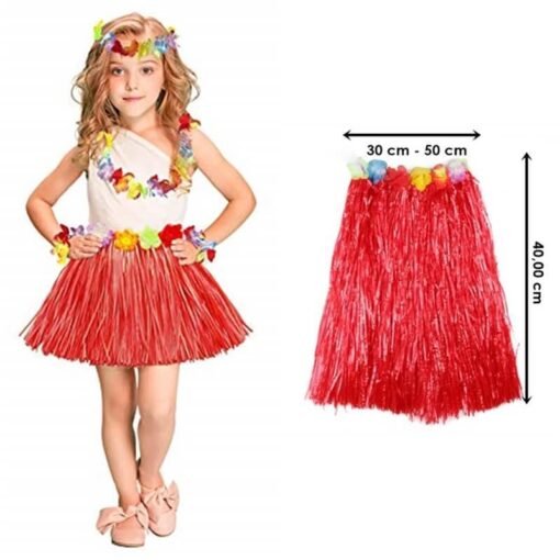 TTT Hawaii Hula Eteği Kırmızı Renk 40 cm