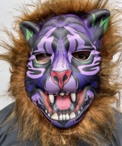 TTT Kahverengi Saçlı Dişli Kurt Maskesi Mega Peluş 16 No