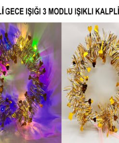 TTT Kalp Püsküllü 3 Modlu LED Işıklı Taç Altın Renk