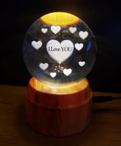 TTT Kalpli I Love You Tasarımlı Dönen Cam Küre