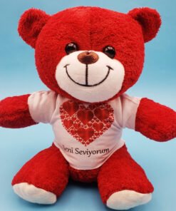 TTT Kalpli Seni Seviyorum Tişörtlü Kırmızı Peluş Ayıcık