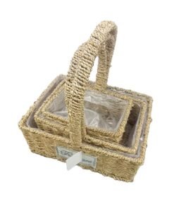 TTT Kare Doğal Hasır Sepet Seti - 3'lü