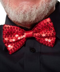 TTT Kırmızı Payetli Pullu Papyon