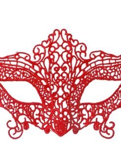 TTT Kırmızı Renk Dantel Örgü İşlemeli Parti Maskesi Model 3