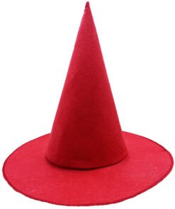 TTT Kırmızı Renk Keçe Cadı Şapkası Yetişkin Çocuk Uyumlu 35X38 cm