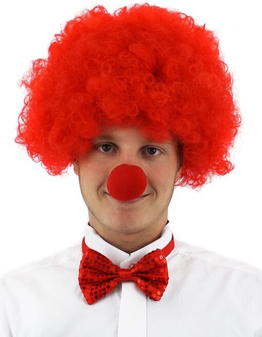TTT Kırmızı Renk Kıvırcık Afro Palyaço Seti