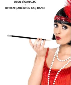 TTT Kırmızı Retro Charliston Aksesuar Seti