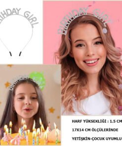 TTT Kristal Taşlı Gümüş Birthday Girl Parti Tacı