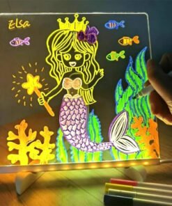 TTT LED Aydınlatmalı Yazı ve Çizim Tahtası - Küçük Boy 20x20 cm