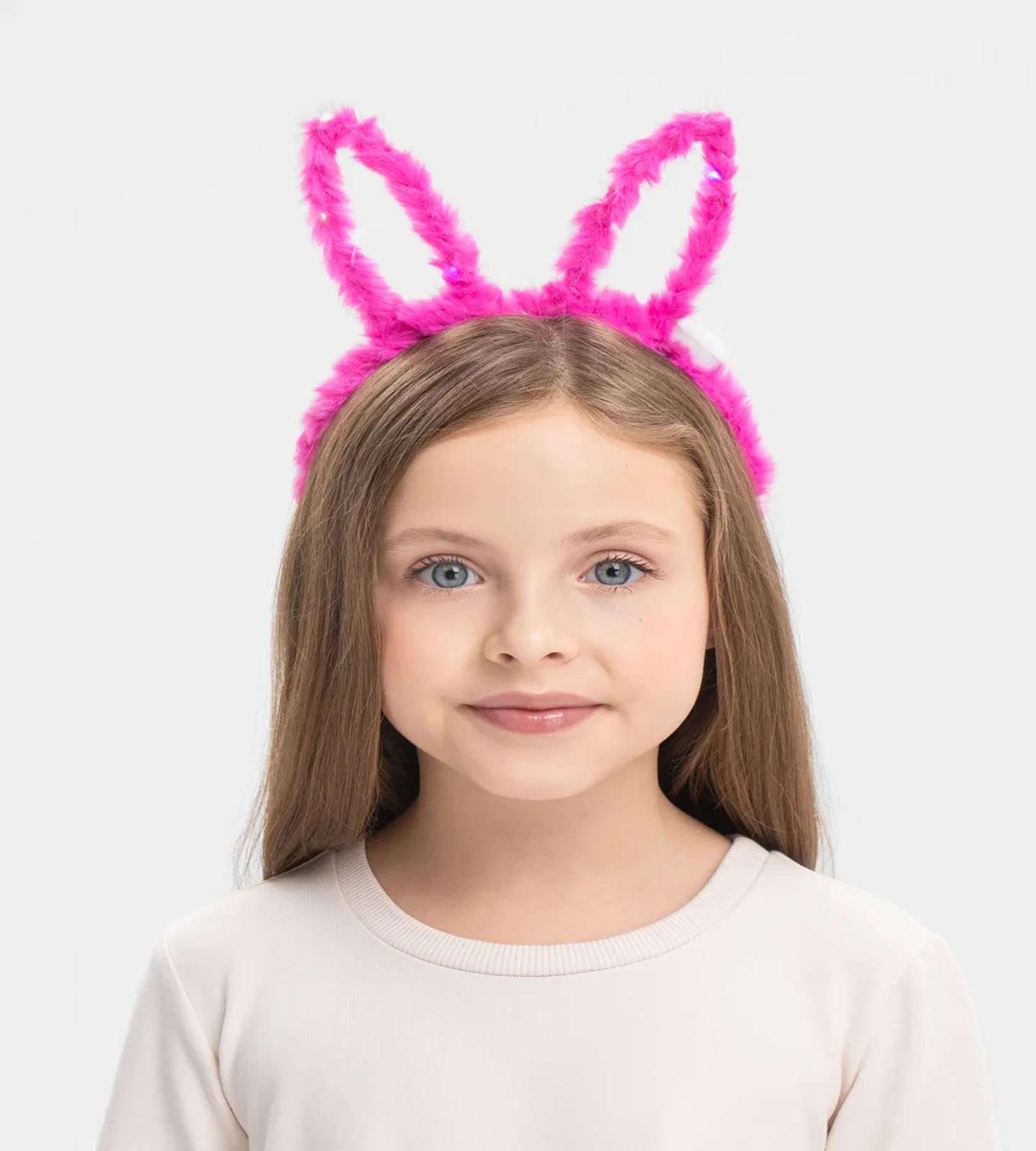 TTT Led Işıklı Peluş Tavşan Kulak Taç Şeker Pembesi