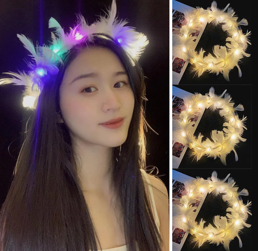 TTT Led Işıklı RGB 3 Fonksiyonlu Otrişli Parti Tacı Renkli