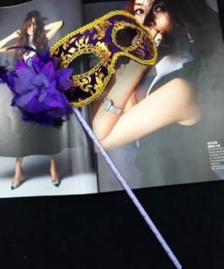 TTT Lüks Taşlı Saplı Balo Maskesi Mor Renk