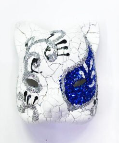 TTT Mavi İşlemeli Seramik Venedik Kedi Magnet